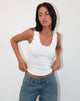 Image de Dax Eyelet Ribbed Vest Top in White