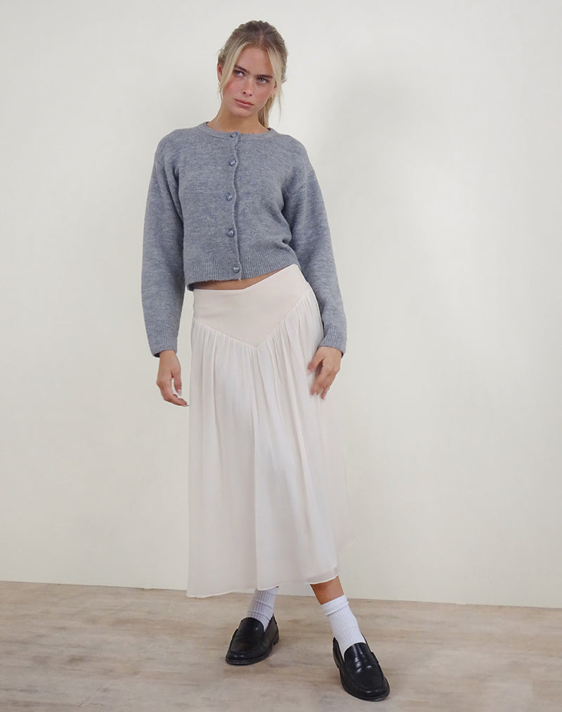 Jupe longue taille V Derika, crème