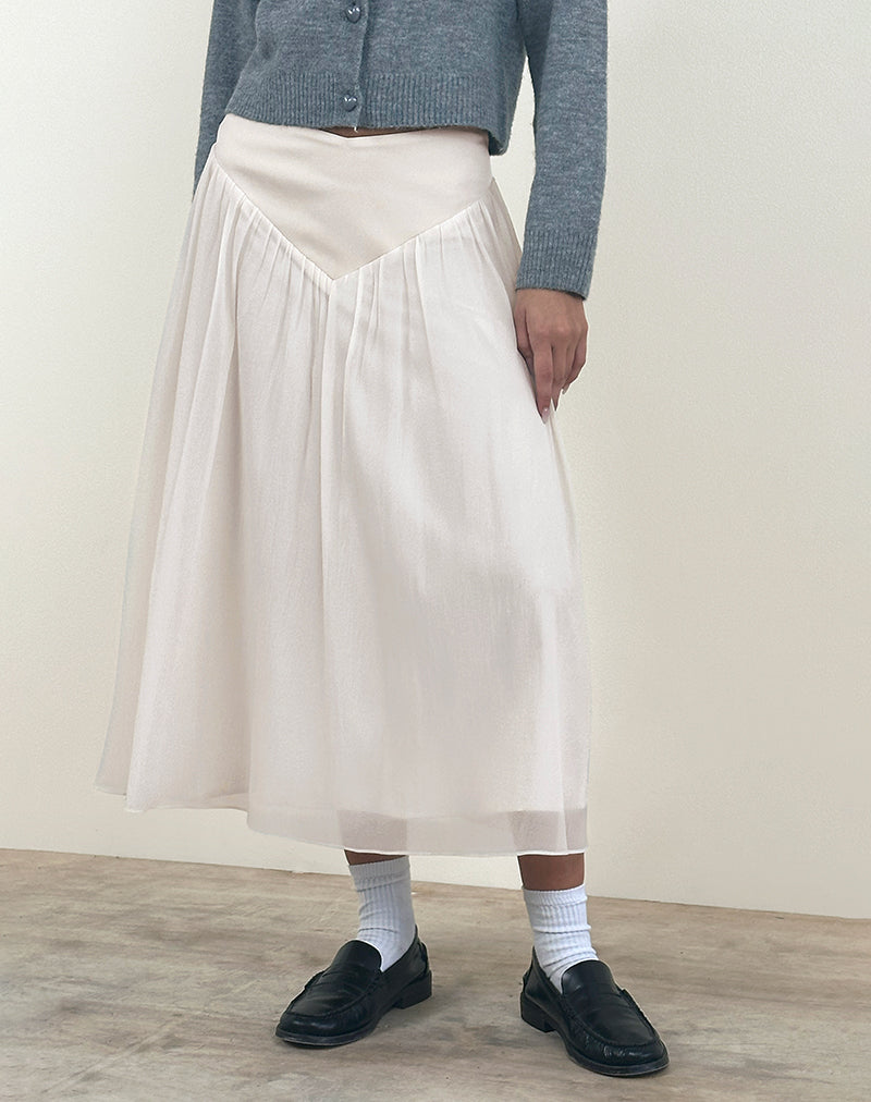 Jupe longue taille V Derika, crème