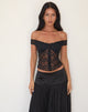 Image de Dovica Corset Top in Black Canina Rose Lace