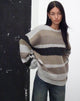 IMAGE DU Pull Namari en gris abstrait et beige