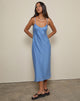 Image of Elayna Midi Dress in Chiffon Stripe Blue