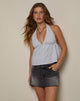 Image de Eldana Halter Top in Mini GIngham Blue and Grey