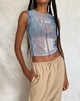 Image de marque de MOTEL X JACQUIE Top Elisha en maille Pinceau abstrait Bleu