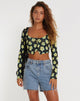 Image de Faline Crop Top in Cute Floral Black and Yellow