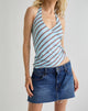 Image of Fayez Slinky Top in Diagonal Striped Light Blue