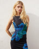 Image of Fayola Printed Maxi Dress in Watercolour Flower Blue