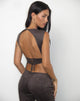 Image de Felia Tie Back Top in Faux Suede Dark Chestnut