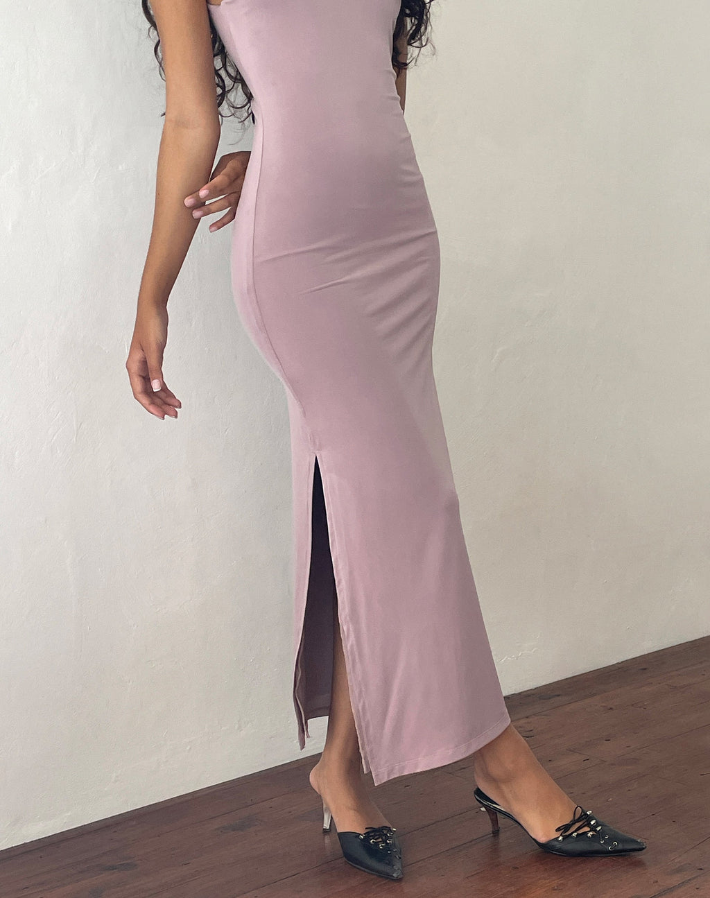 Robe longue Flo en mauve clair fluide