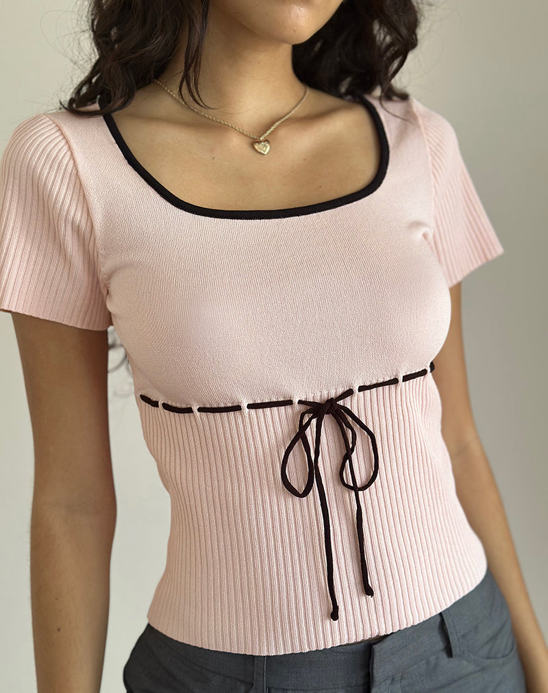 Top Frauke en rose blush et noir