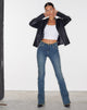 Image de Jeans effilochés à taille basse en brun bleu acide