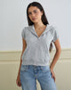 Image de Galia Short Sleeve Zip Hoodie in Grey Marl