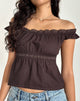 Image de Gapita Bardot Top in Poplin Deep Mahogany