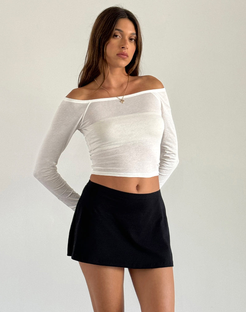 Gavya Long Sleeve Bardot Top in Off White (Top bardot à manches longues en blanc cassé)