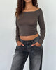 Image de Gavya Long Sleeve Bardot Top in Olive Jersey