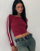 Image de Gavya Long Sleeve Top in Red with White Piping