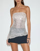 Image of Gentaya Frill Bandeau Top in Neutral Sequin