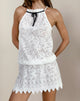 Image of Gladia Halter Neck Mini Dress in Unlined Lace White