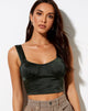 Image de Gladis Crop Top in Satin Dark Khaki