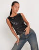 image de Hala Crop Vest Top in Black Sequin