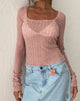 Image de Halsey Knitted Extra Long Sleeve Top in Pink