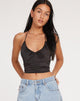 image de Haltri Crop Top in Satin Black
