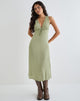 Image of Havisla Tie Front Midi Dress in Sage Green
