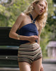 Image de Husan Hot Pants in Green and Brown Stripe (Pantalon chaud à rayures vertes et brunes)