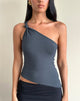 Image de Idra Top asymétrique en jersey froncé Ocean Storm