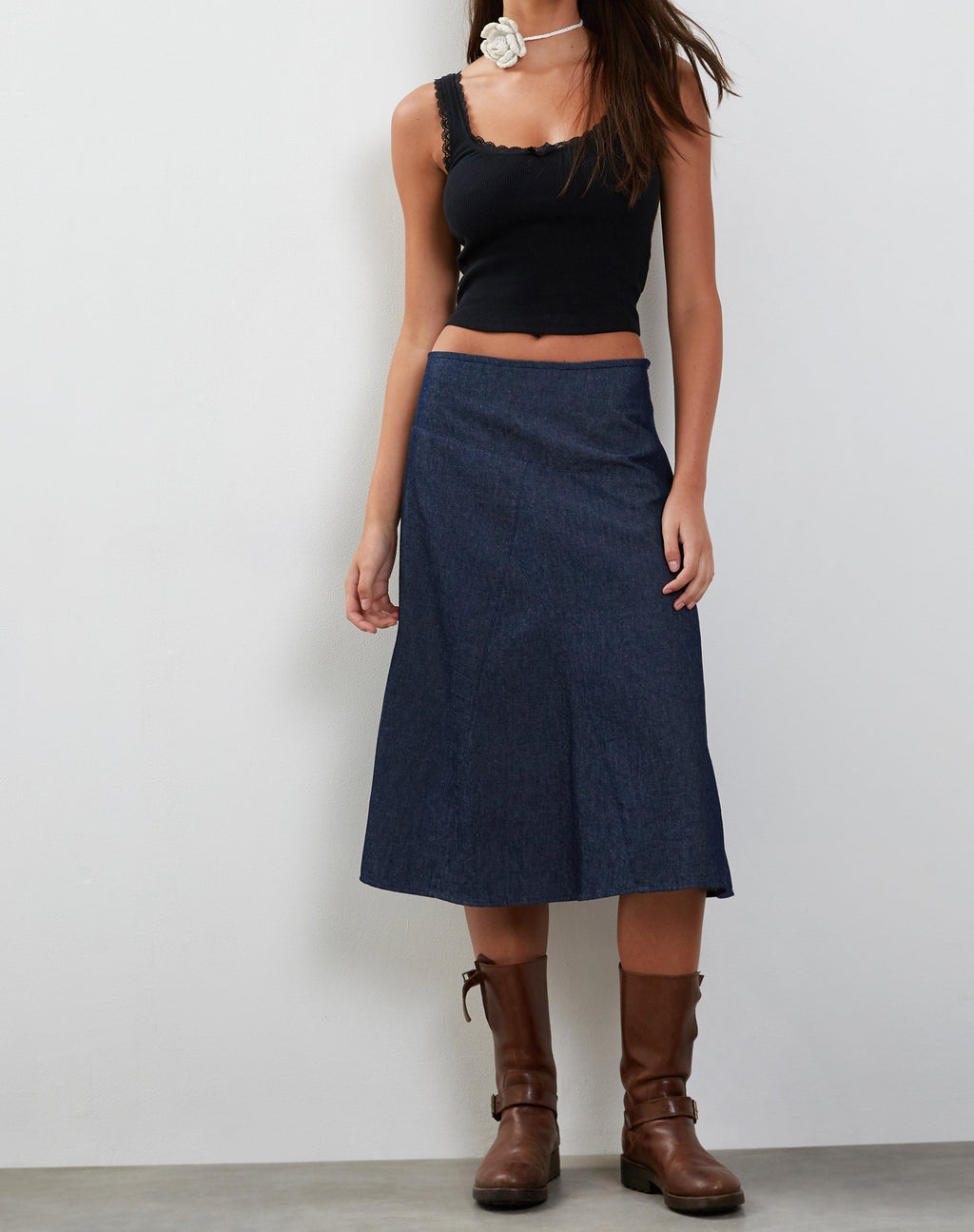 Jupe midi en denim Imbrella, indigo foncé