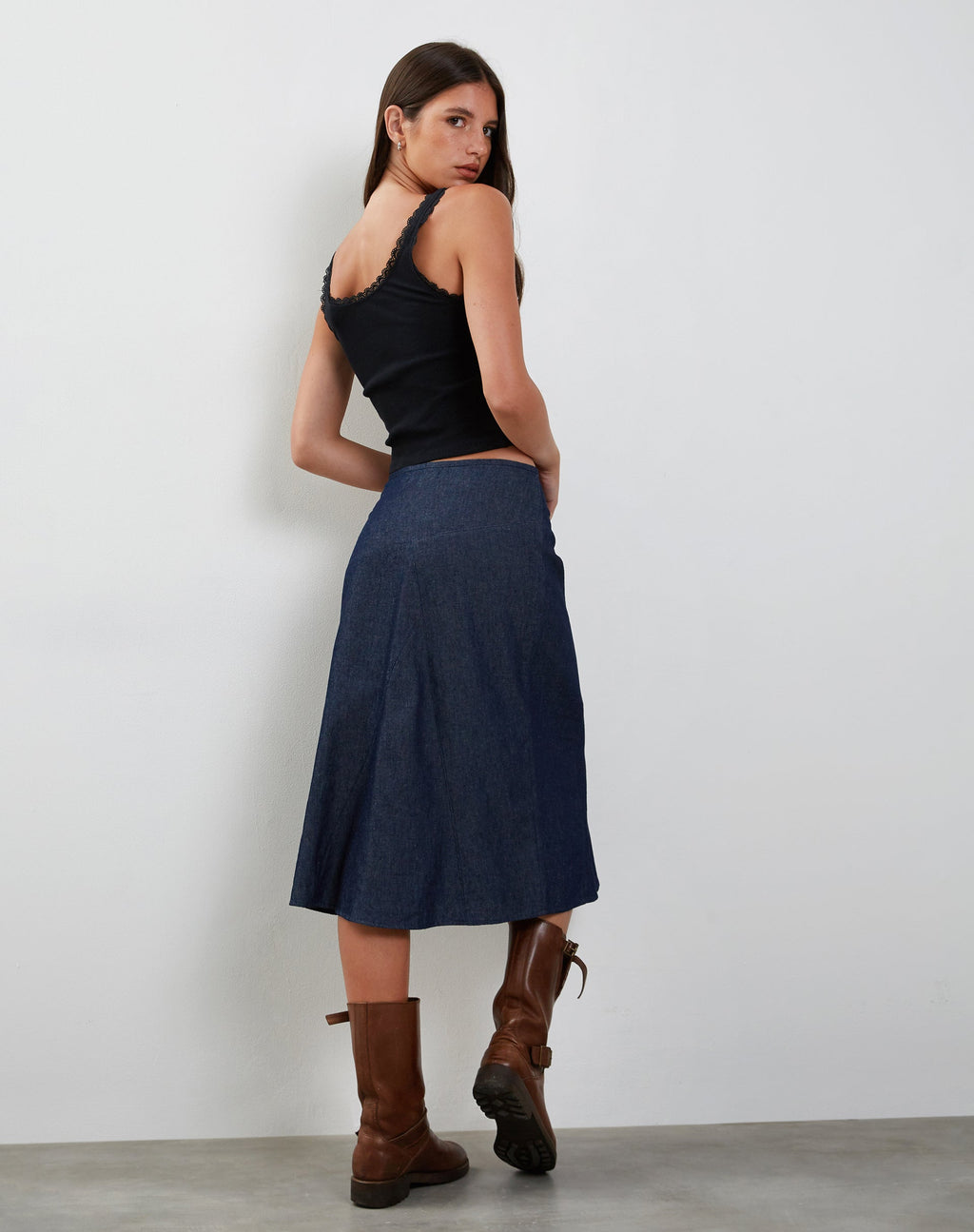 Jupe midi en denim Imbrella, indigo foncé