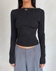 Image de Amabon Long Sleeve Crop Top in Crinkle Black