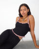 Image de Idalia Corset Top in Black with Pink Mesh Ruffle