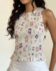 Image de Kagumi Shirred Top in Flower Stamp Purple