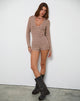 Image de Kaipo Tie Back Playsuit in Brown Ivory Stripe