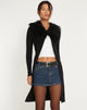 Image de Kameo Longline Cardi en noir avec fourrure afghane