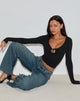 Image de Kamisu Long Sleeve Keyhole Top in Black