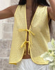Image de Kayve Tie Front Top in Broderie Yellow