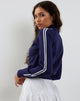 Image of Lennon Knitted Jacket in Navy with White Stripe (Veste en tricot à rayures blanches)