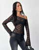 Image de Lerina Top asymétrique non doublé en dentelle Noir