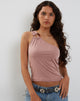 Image de Letitia O Ring One Shoulder Crop Top in Dusty Pink