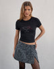 Image de Sutin Baby Tee en noir avec verre à cocktail Hotfix