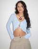 Image de Lexi Pointelle Knit Cropped Cardigan in Baby Blue