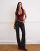 Image de Lihat Top in Botanical Flock Flower Maroon