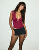 Image de Livina Top en jersey fluide Bourgogne avec dentelle