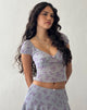 Image de Lorenne Sweetheart Mesh Top in Purple Botanist Flock