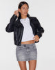 Image de Minijupe en denim à taille basse en gris délavé