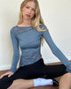 Image de Lucca Long Sleeve Top In Lace Steel Blue