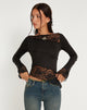 image de Lucca Long Sleeve Top in Lace Black