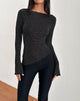 Image de Lukia Long Sleeve Top in Metallic Stripe Jersey Black